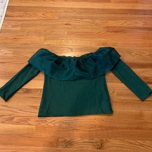 2 for $10 J. Crew 3/4 Sleeve Green Ruffle Top